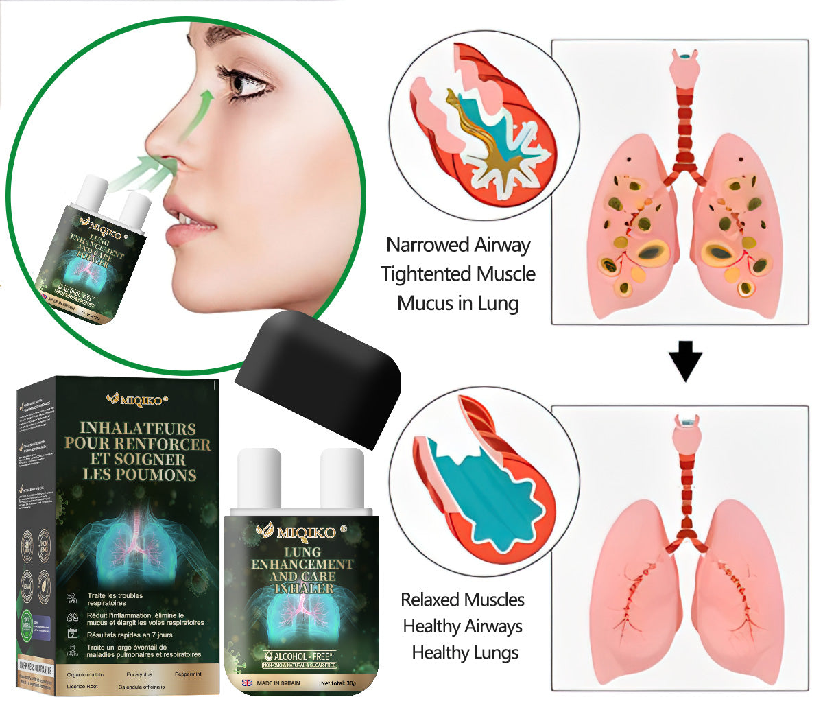 🍎【💟Made and Shipped from UK✅】👨‍⚕️MIQIKO® The Lung Enhancement and Care Inhaler(🌈Recommended by lung specialists🌈)