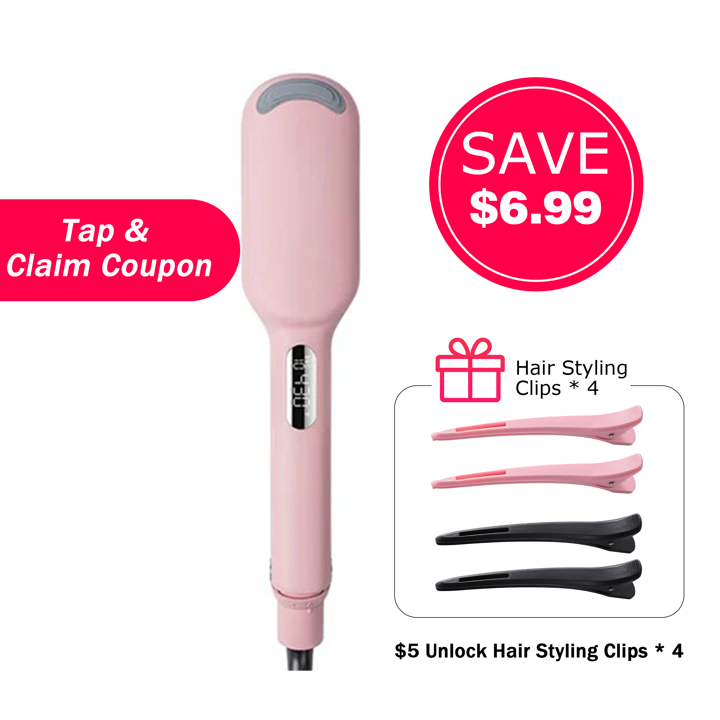 1 COMPACT Hair Waver Crimper & 4 Hair Clips - 34.97