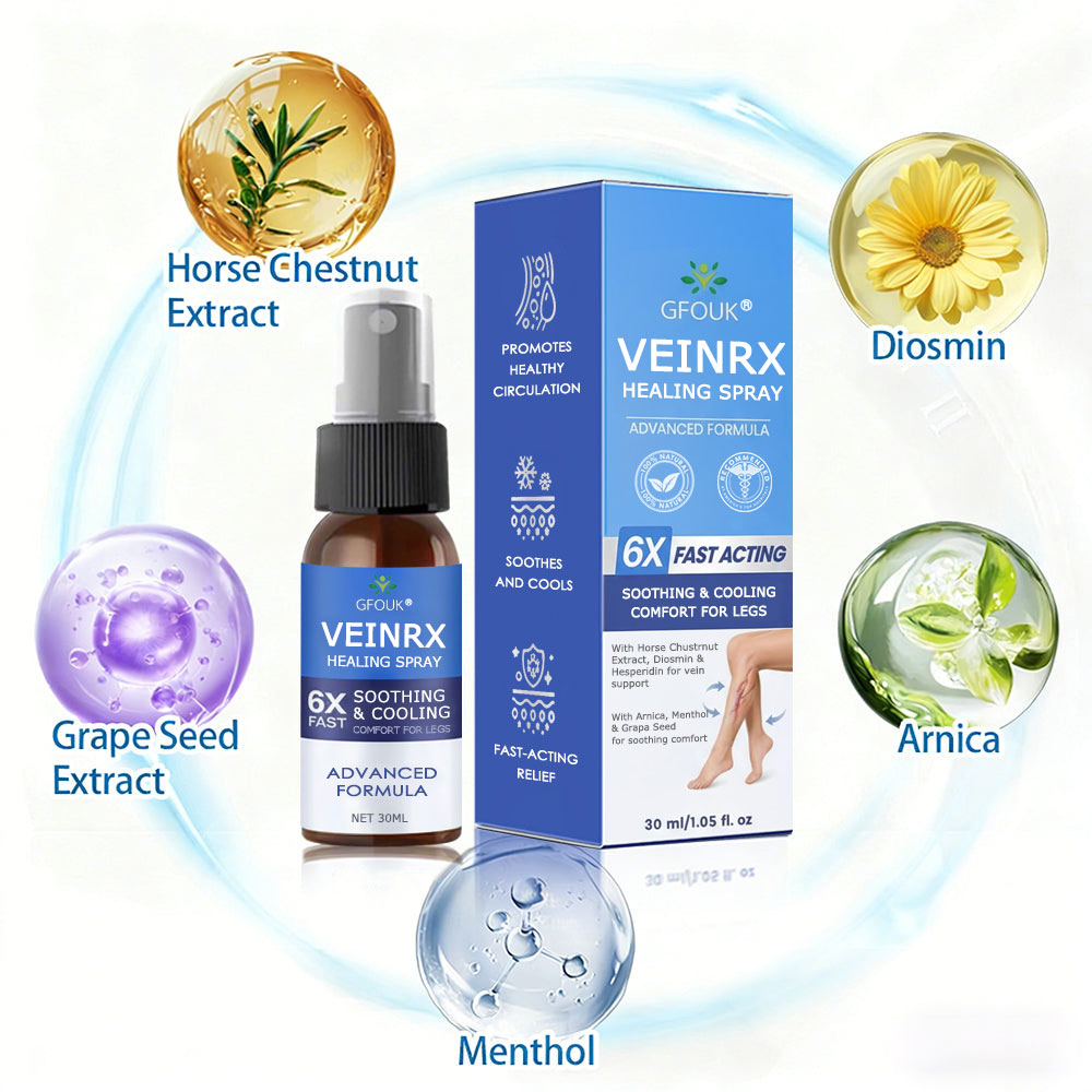 🇬🇧🔥GFOUK® VEINRX Healing Spray (Designed for Varicose veins, Spider veins, Deep vein Thrombosis, Chronic venous insufficiency, Venous ulcers, Thrombophlebitis and other venous issues)