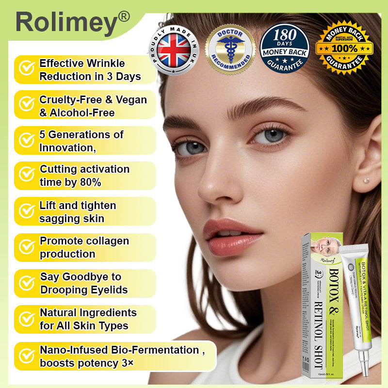 🔥Made and shipped from the UK🧑‍⚕️💫Rolimey® Botox & Vita-A Retinol Shot Wrinkle-Lift Tightening cream - Last Day Promotion 70% OFF