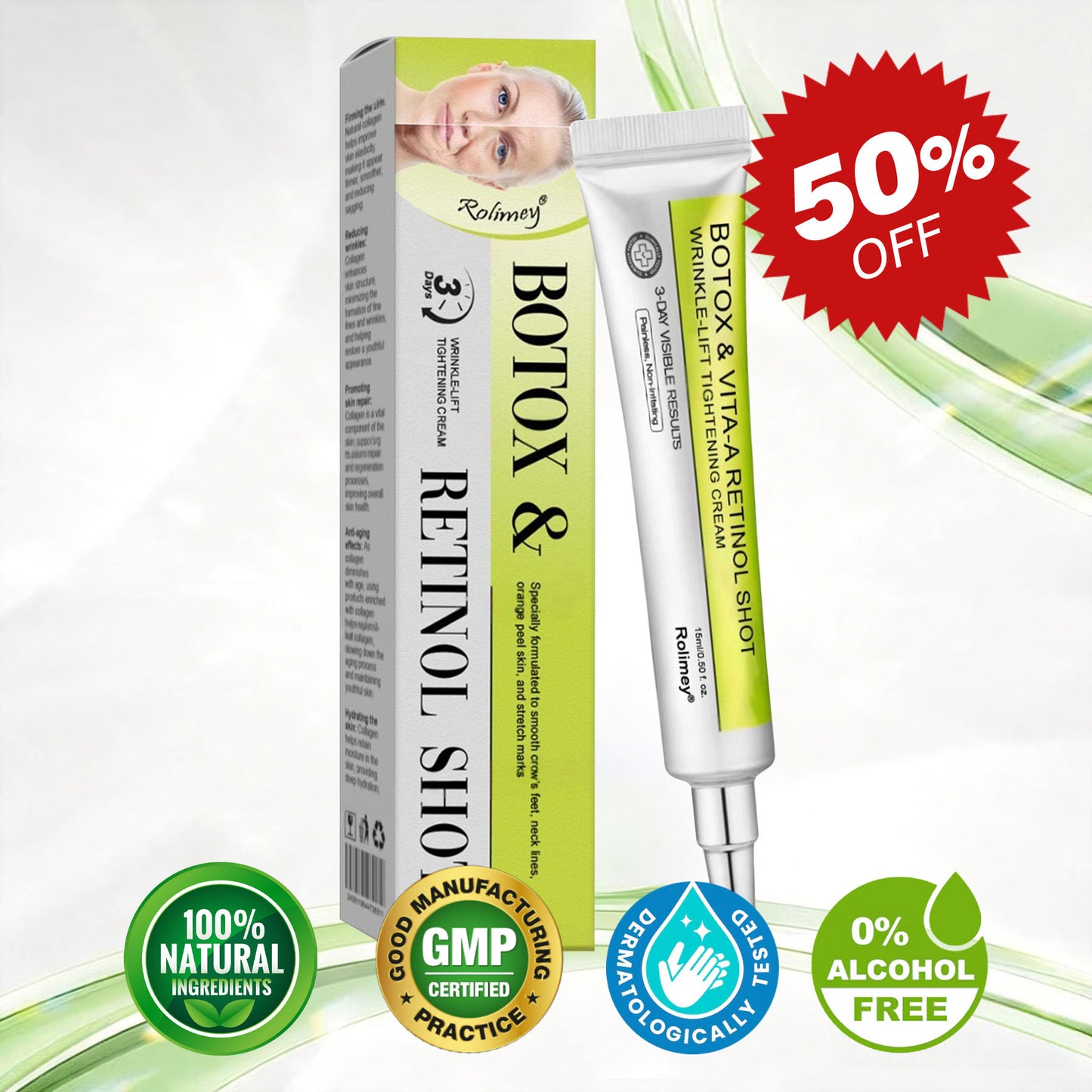🔥🔥Made and shipped from the UK🧑‍⚕️💫Rolimey® Botox & Vita-A Retinol Shot Wrinkle-Lift Tightening cream - Last Day Promotion 70% OFF