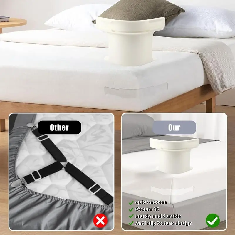 Final 3 hours 50% off: 🔥Bed Sheet Holder with Locking Clips, Corner Fitted for Standard Mattress Sizes | Durable Bedding Accessories | Lock Sheet Holders Keep Sheets Tight | Heavy Duty Bed Sheet Corner Fixing Device