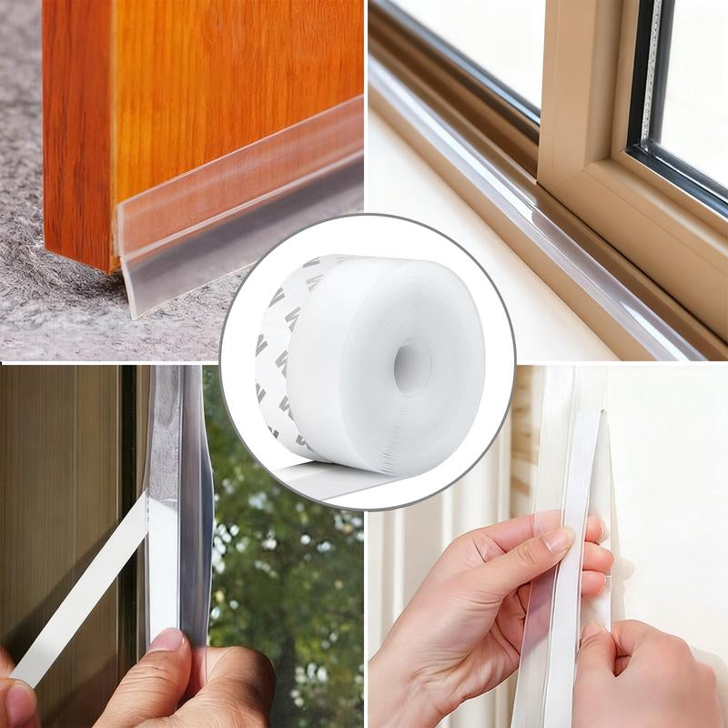 16.4Ft Door Weather Stripping, (1.38In Width) Weather Stripping Door Draft Stopper Adhesive Seal Strip anti Draft Insulation Tape for Doors Windows and Shower Doors