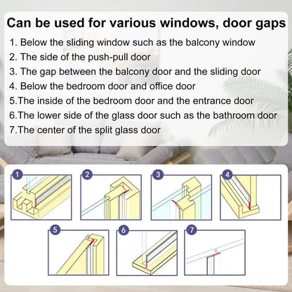 16.4Ft Door Weather Stripping, (1.38In Width) Weather Stripping Door Draft Stopper Adhesive Seal Strip anti Draft Insulation Tape for Doors Windows and Shower Doors