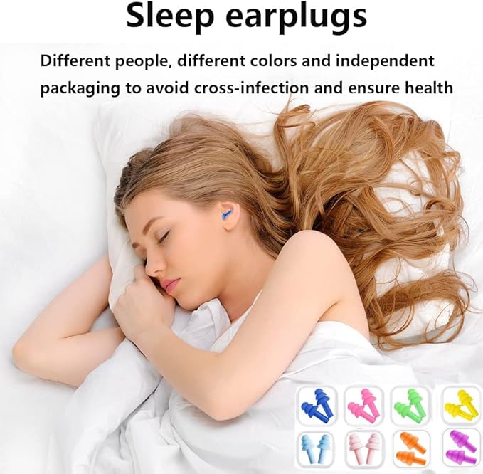 Earplugs for Sleeping Noise Cancelling, Reusable Ear Plugs– Super Soft, Silicone Ear Plug, for Sleeping 8 Pairs, Swimming, Snoring, Concerts, Work, Noisy Places