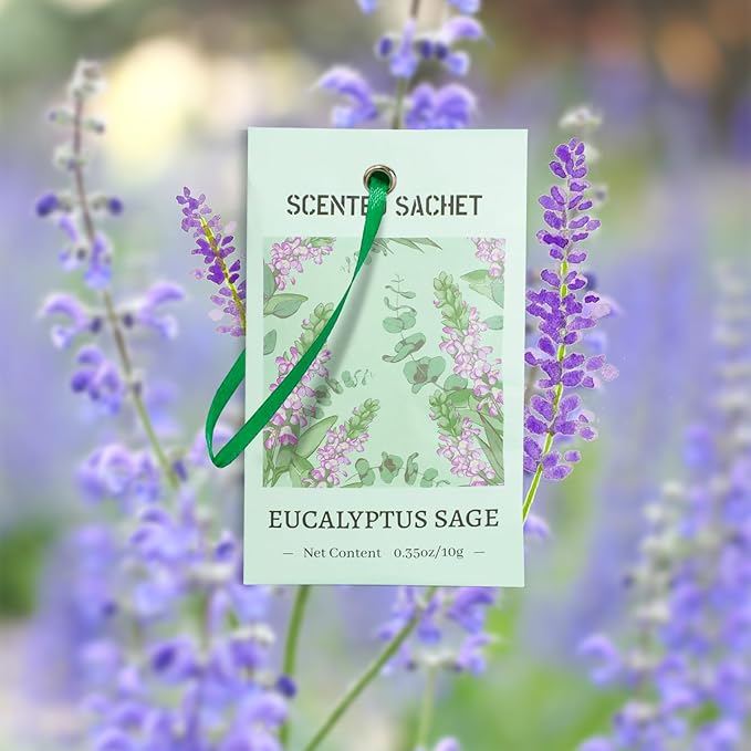 Sachets for Drawers and Closets, Eucalyptus Sage Sachets Bags, Pack of 14, Home Fragrance Sachet for Wardrobe, Closet, Drawer