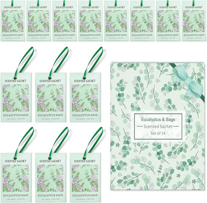 Sachets for Drawers and Closets, Eucalyptus Sage Sachets Bags, Pack of 14, Home Fragrance Sachet for Wardrobe, Closet, Drawer