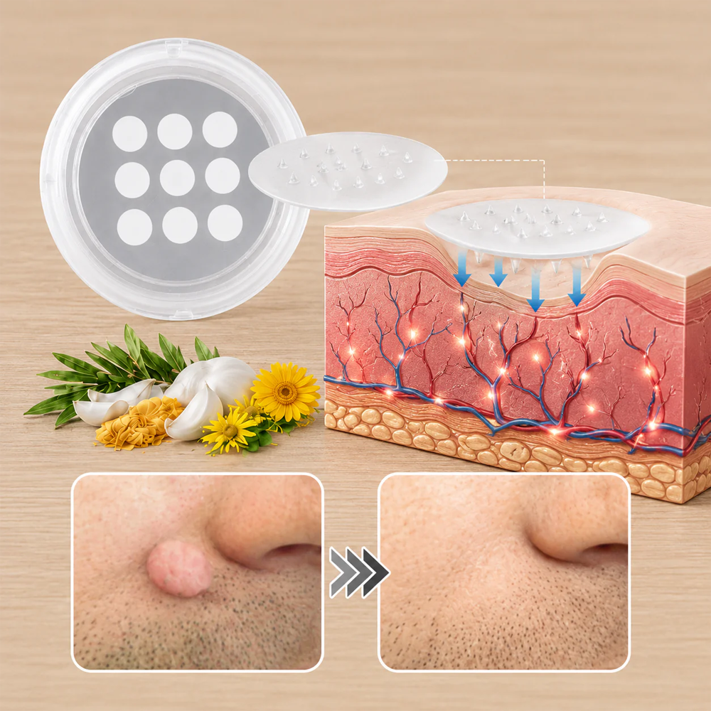 ✨GFOUK® 2-in-1 Microneedle & Hydrocolloid Patch🍀 | Removes raised moles, acne, flat warts, and skin tags | Invisible patches for face and body