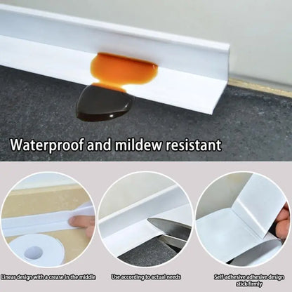 White Waterproof Caulk Tape 3.2m Self-Adhesive Sealing Tape for Bathroom Kitchen Sink Toilet Tub Edges Easy Application & Durability.