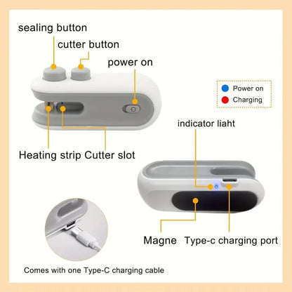 Final 3 hours 70% off: 🔥Mini Bag Sealer with Cutter and Magnet